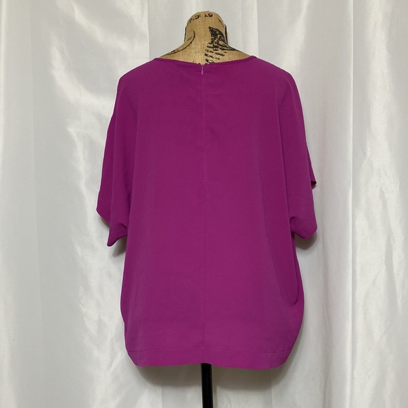Bobeau Fuchsia Scoop Neck Short Sleeve Shirt L - Picture 2 of 9